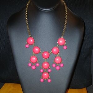 Vintage Fashion Gold and Pink Statement Necklace.